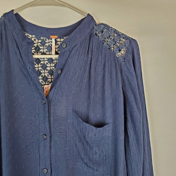 Free People Lace Button Down Blouse - Picture 3 of 8